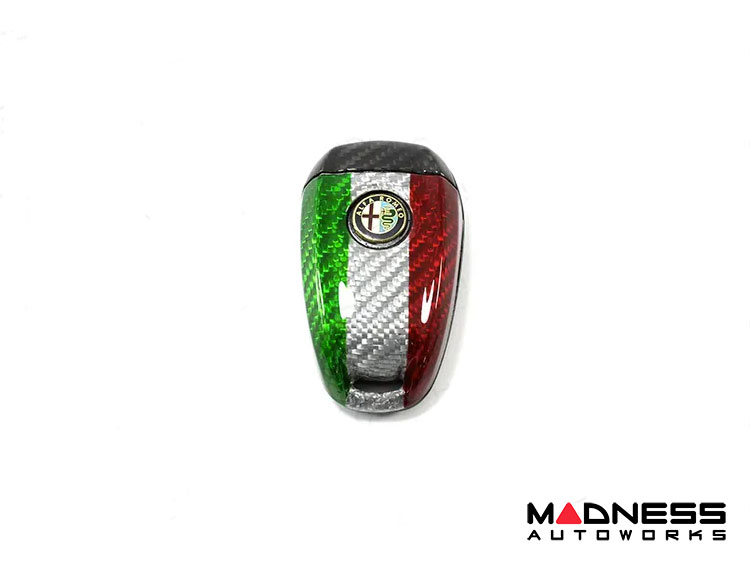 Alfa Romeo Giulia Key Fob Cover  - Carbon Fiber - Italian Flag V2